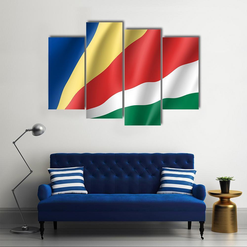 Patriotic National Flag Of Seychelles Canvas Wall Art-4 Pop-Gallery Wrap-50" x 32"-Tiaracle