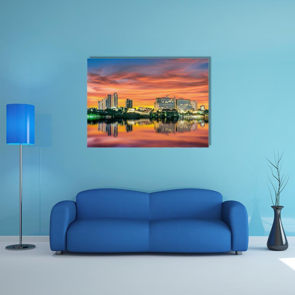 Pattaya City In Night Light Canvas Wall Art-5 Horizontal-Gallery Wrap-22" x 12"-Tiaracle