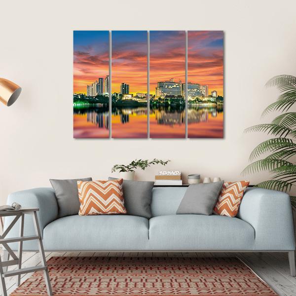 Pattaya City In Night Light Canvas Wall Art-4 Horizontal-Gallery Wrap-34" x 24"-Tiaracle