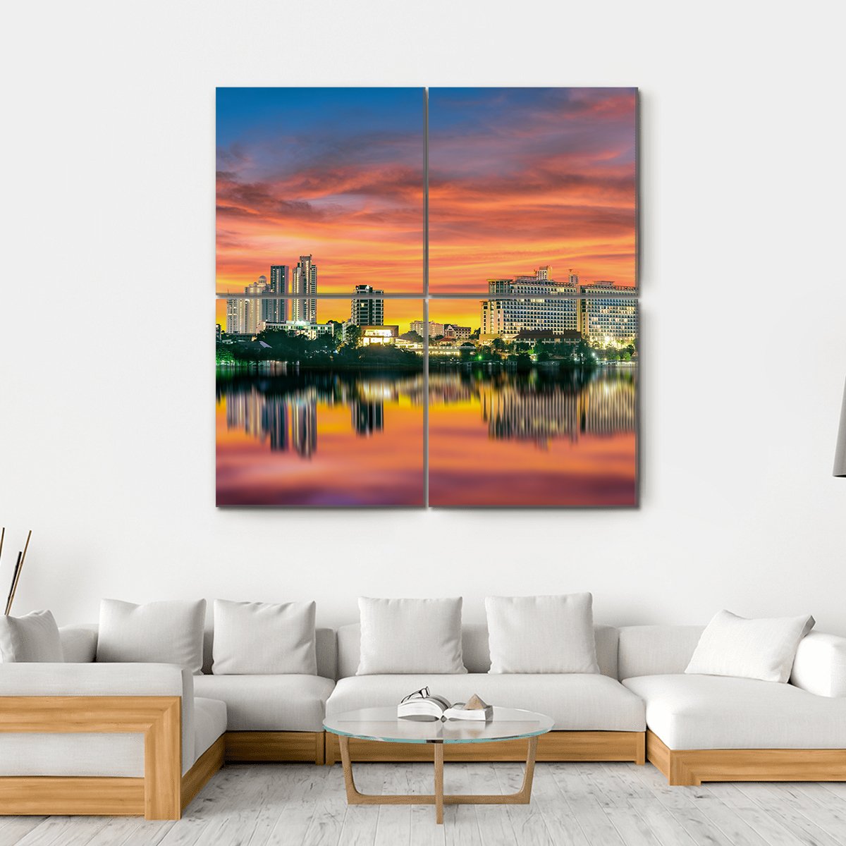 Pattaya City In Night Light Canvas Wall Art-4 Square-Gallery Wrap-17" x 17"-Tiaracle