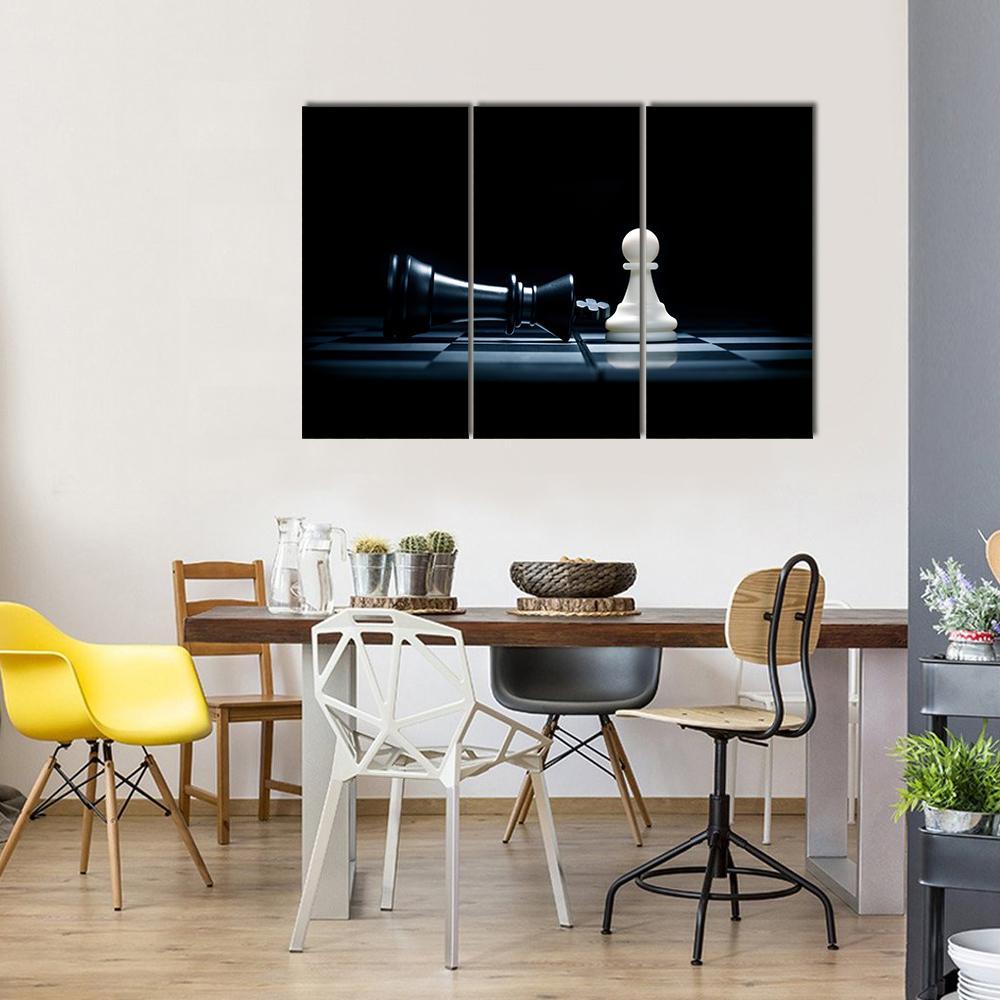 Pawn &amp; The Won King Canvas Wall Art-3 Horizontal-Gallery Wrap-37" x 24"-Tiaracle