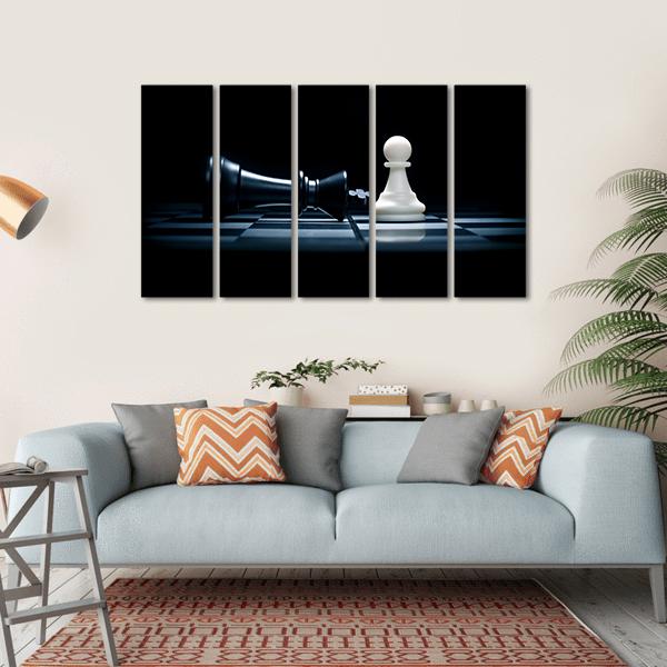 Pawn &amp; The Won King Canvas Wall Art-5 Horizontal-Gallery Wrap-22&quot; x 12&quot;-Tiaracle