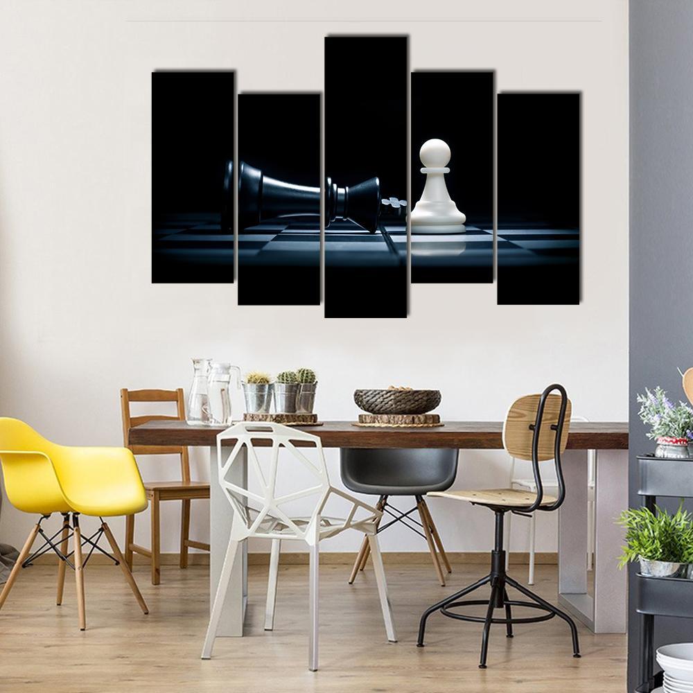 Pawn &amp; The Won King Canvas Wall Art-5 Pop-Gallery Wrap-47" x 32"-Tiaracle