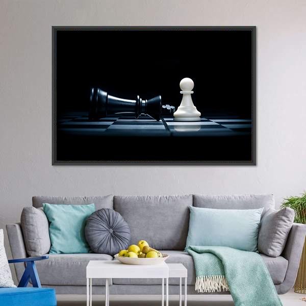 Pawn &amp; The Won King Canvas Wall Art-1 Piece-Floating Frame-24" x 16"-Tiaracle