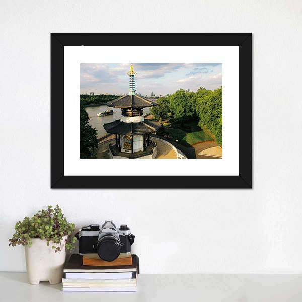 Peace Pagoda Temple London Canvas Wall Art-1 Piece-Framed Print-20" x 16"-Tiaracle