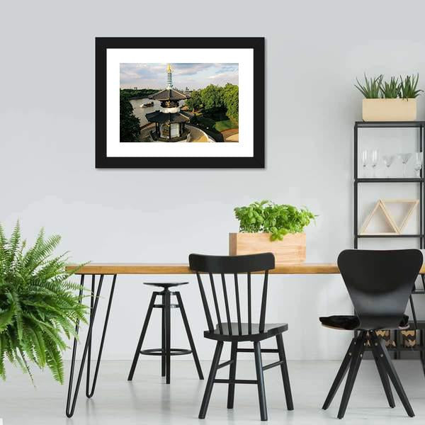 Peace Pagoda Temple London Canvas Wall Art-3 Horizontal-Gallery Wrap-25" x 16"-Tiaracle