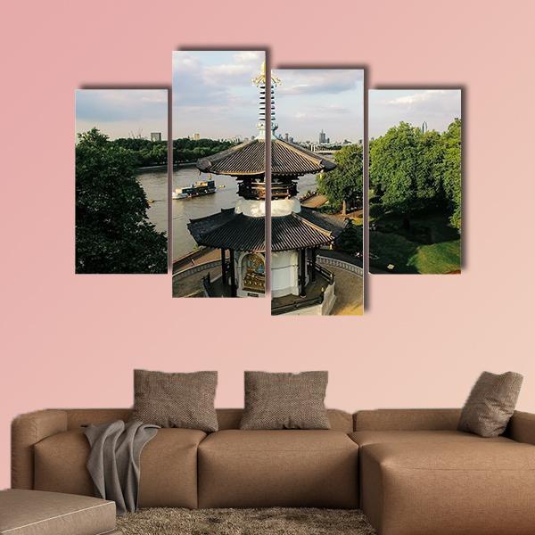 Peace Pagoda Temple London Canvas Wall Art-4 Pop-Gallery Wrap-50" x 32"-Tiaracle