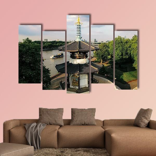 Peace Pagoda Temple London Canvas Wall Art-5 Pop-Gallery Wrap-47" x 32"-Tiaracle