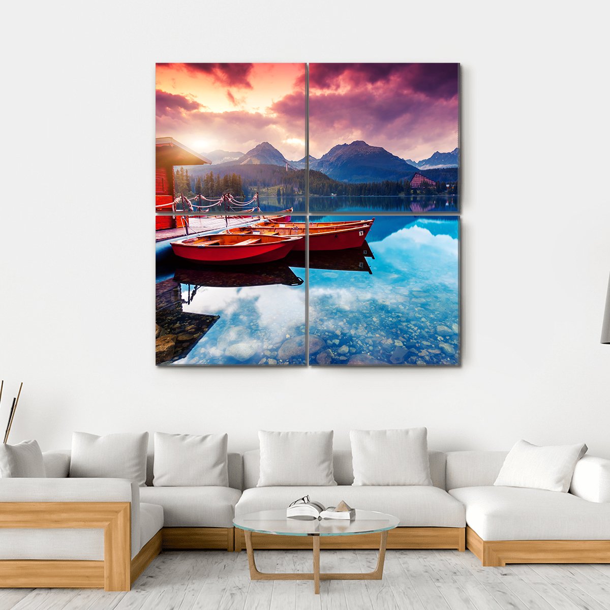 Peaceful Mountain Lake In Slovakia Canvas Wall Art-4 Square-Gallery Wrap-17" x 17"-Tiaracle