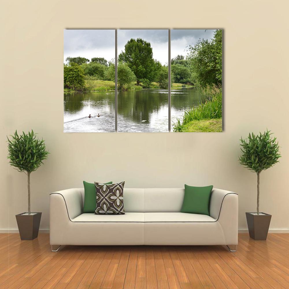 Peaceful River Soar Canvas Wall Art-3 Horizontal-Gallery Wrap-37" x 24"-Tiaracle