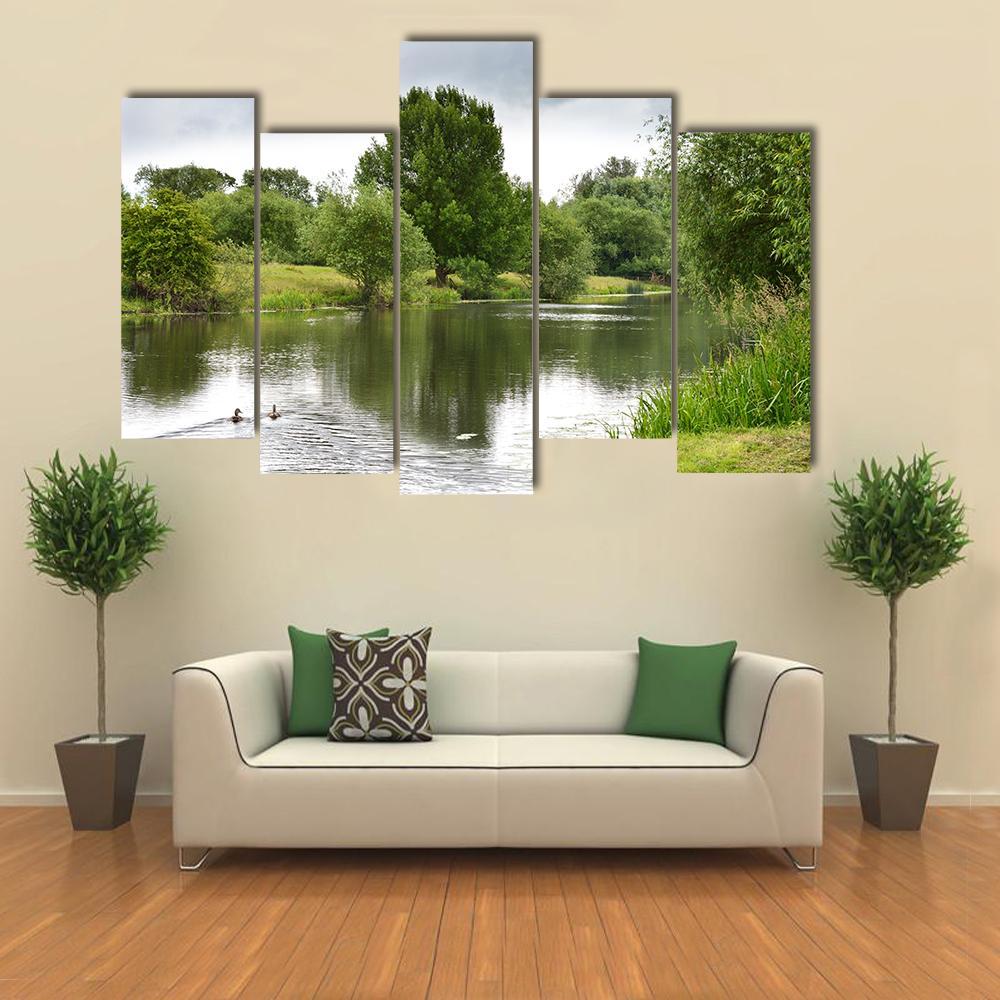 Peaceful River Soar Canvas Wall Art-5 Pop-Gallery Wrap-47" x 32"-Tiaracle