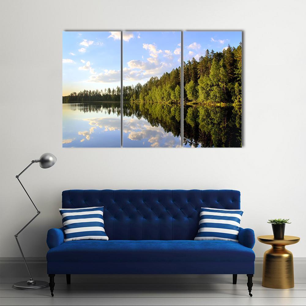 Peaceful Scenery At A Lake Canvas Wall Art-3 Horizontal-Gallery Wrap-37" x 24"-Tiaracle
