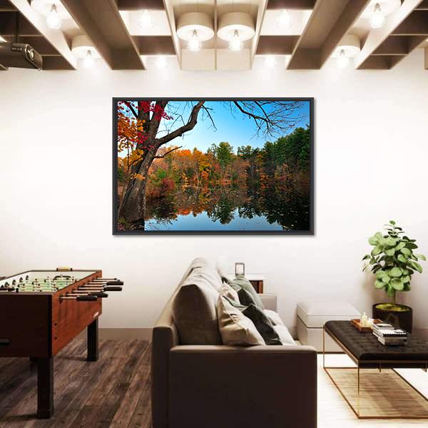 Peak Fall Foliage At Pine Grove Canvas Wall Art-3 Horizontal-Gallery Wrap-25" x 16"-Tiaracle