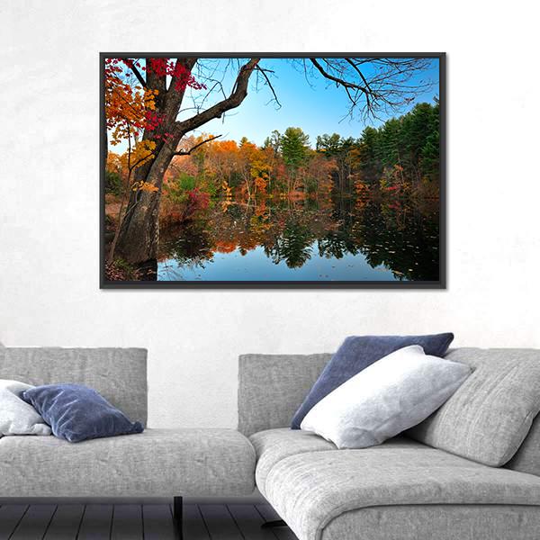 Peak Fall Foliage At Pine Grove Canvas Wall Art-3 Horizontal-Gallery Wrap-25" x 16"-Tiaracle