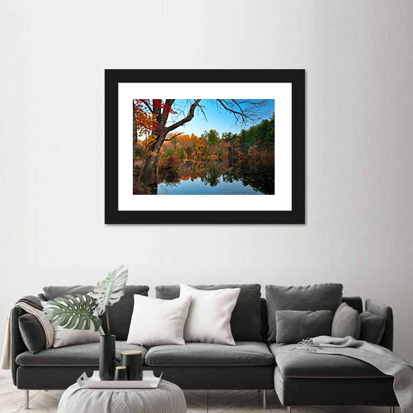 Peak Fall Foliage At Pine Grove Canvas Wall Art-3 Horizontal-Gallery Wrap-25" x 16"-Tiaracle