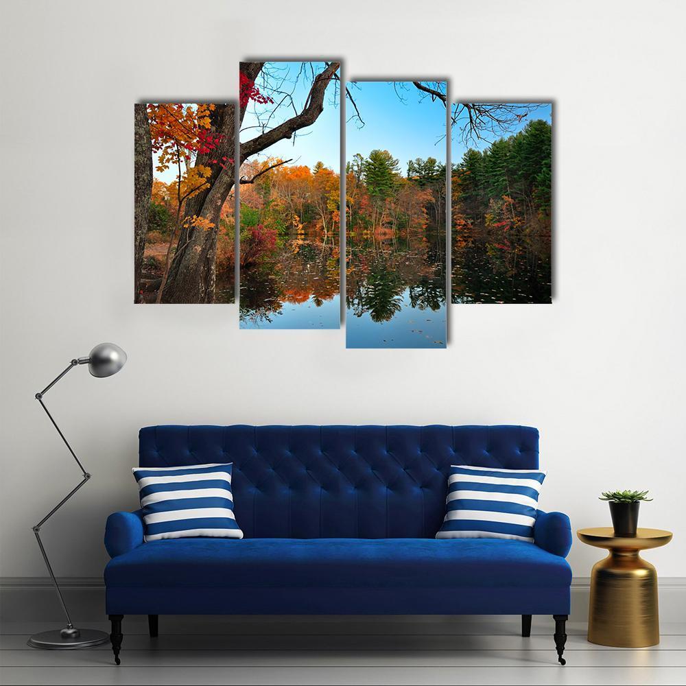 Peak Fall Foliage At Pine Grove Canvas Wall Art-4 Pop-Gallery Wrap-50" x 32"-Tiaracle