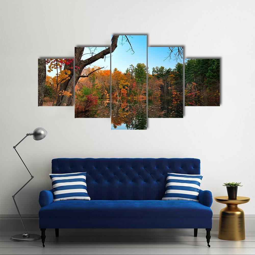 Peak Fall Foliage At Pine Grove Canvas Wall Art-5 Pop-Gallery Wrap-47" x 32"-Tiaracle