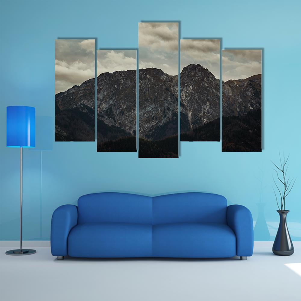 Peak Giewont In Tatra Mountains Canvas Wall Art-5 Pop-Gallery Wrap-47" x 32"-Tiaracle