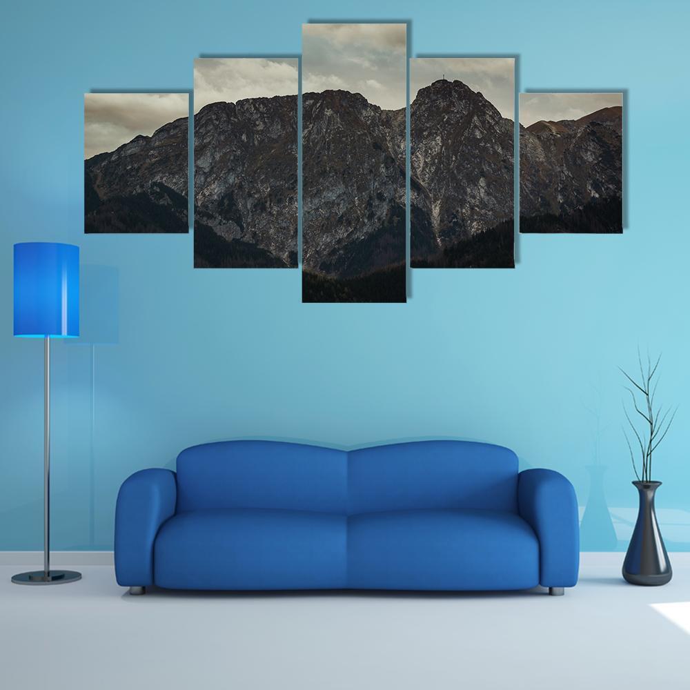 Peak Giewont In Tatra Mountains Canvas Wall Art-5 Star-Gallery Wrap-62" x 32"-Tiaracle