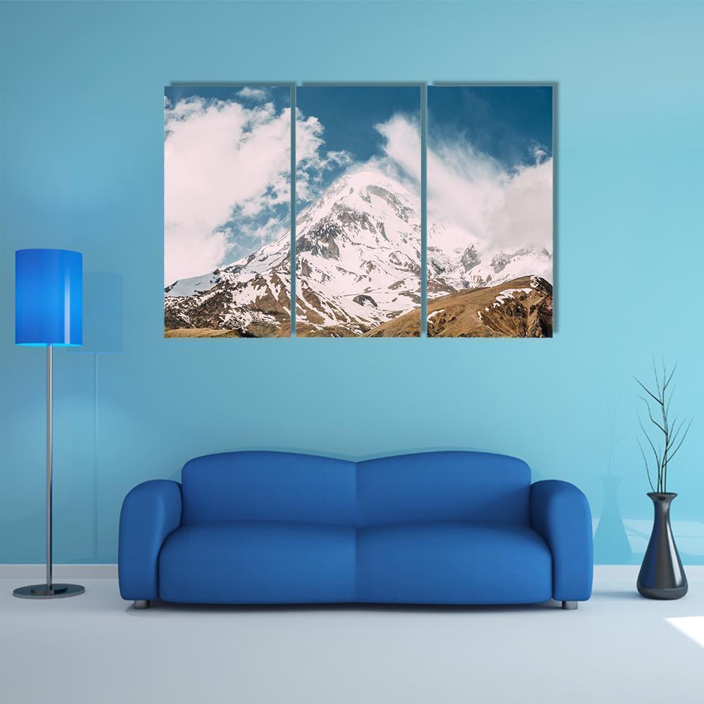 Peak Of Mount Kazbek Canvas Wall Art-3 Horizontal-Gallery Wrap-37" x 24"-Tiaracle