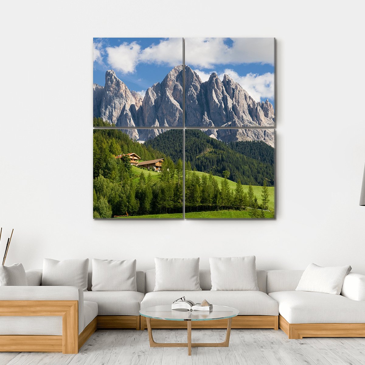 Peaks Of The Odle Group Canvas Wall Art-4 Square-Gallery Wrap-17" x 17"-Tiaracle