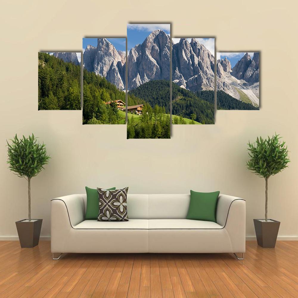 Peaks Of The Odle Group Canvas Wall Art-5 Star-Gallery Wrap-62" x 32"-Tiaracle