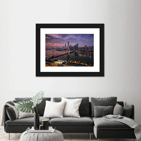 Pearl River New Town In Tianhe Canvas Wall Art-3 Horizontal-Gallery Wrap-25" x 16"-Tiaracle