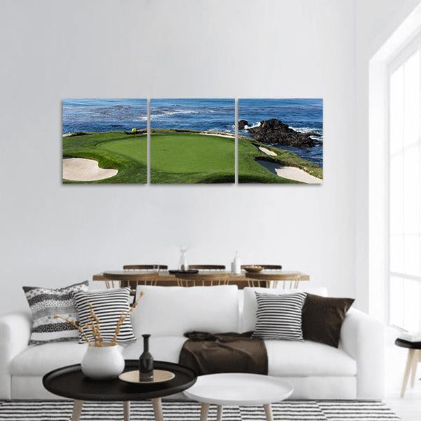 Pebble Beach Golf Link Panoramic Canvas Wall Art-3 Piece-25&quot; x 08&quot;-Tiaracle