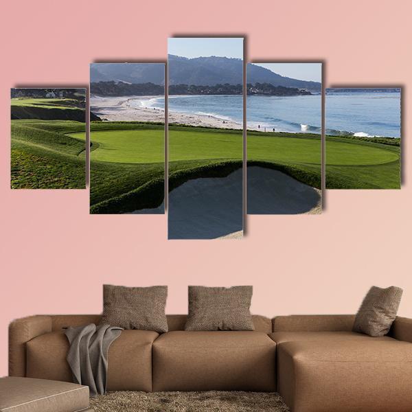 Pebble Beach Golf Course California Canvas Wall Art-5 Star-Gallery Wrap-62" x 32"-Tiaracle