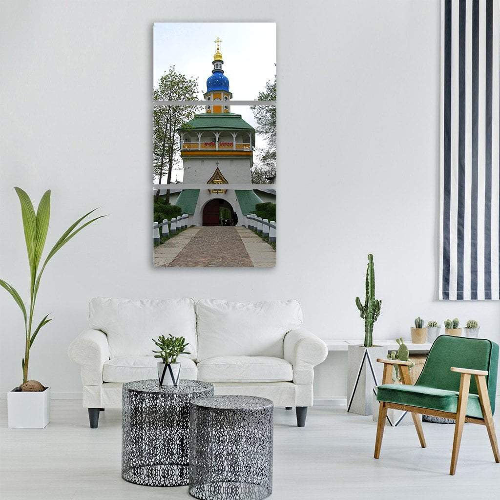 Pechory Monastery Church Building In Russia Vertical Canvas Wall Art-3 Vertical-Gallery Wrap-12" x 25"-Tiaracle