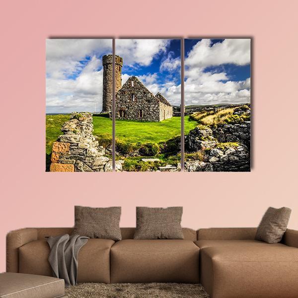 Peel Castle's Tower Canvas Wall Art-3 Horizontal-Gallery Wrap-37" x 24"-Tiaracle