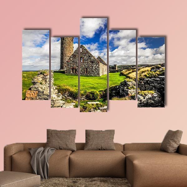 Peel Castle's Tower Canvas Wall Art-5 Pop-Gallery Wrap-47" x 32"-Tiaracle