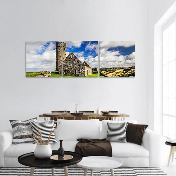 Peel Castle Tower Panoramic Canvas Wall Art-3 Piece-25" x 08"-Tiaracle