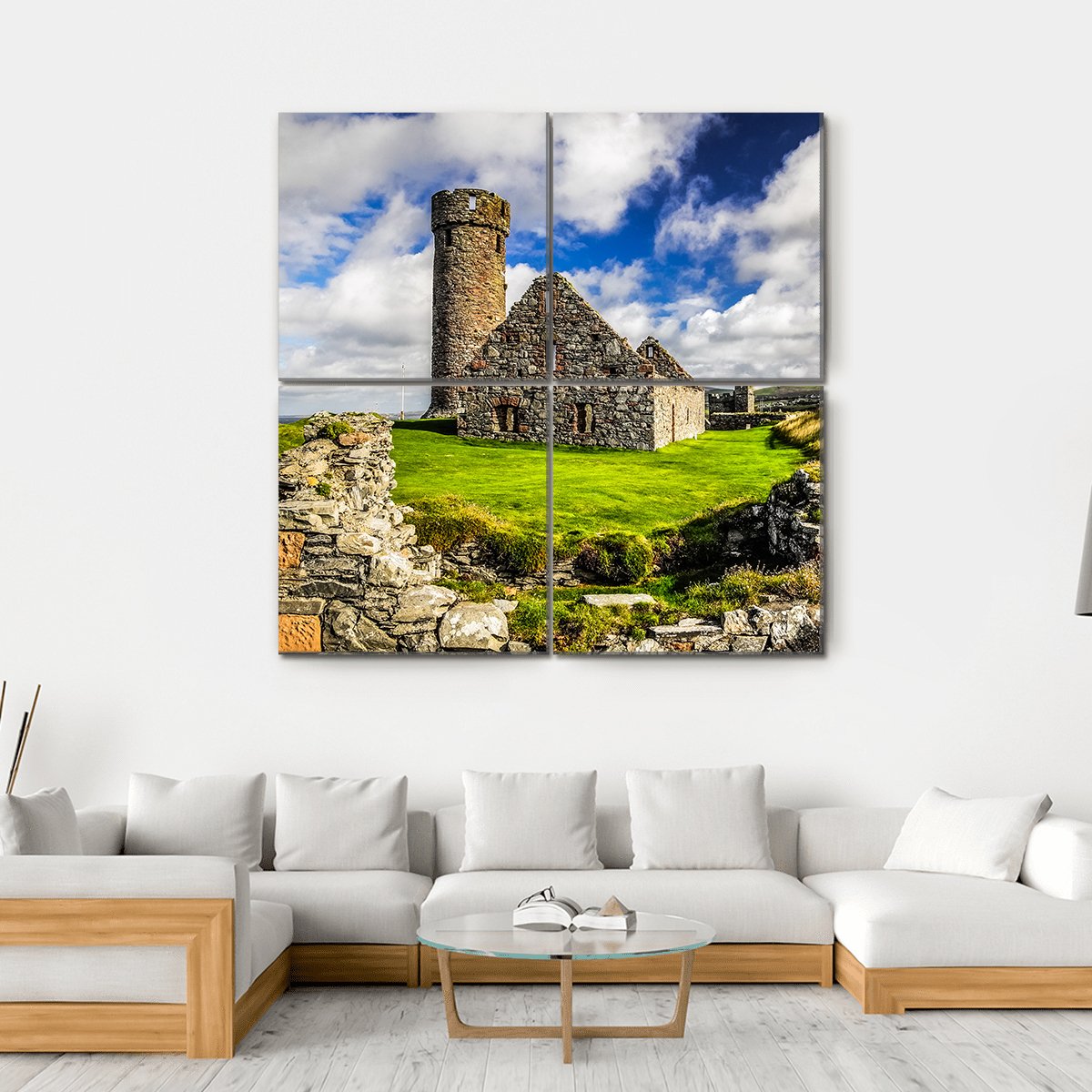 Peel Castle's Tower Canvas Wall Art-4 Square-Gallery Wrap-17" x 17"-Tiaracle