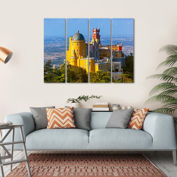 Pena Palace In Sintra Portugal Canvas Wall Art-4 Horizontal-Gallery Wrap-34" x 24"-Tiaracle