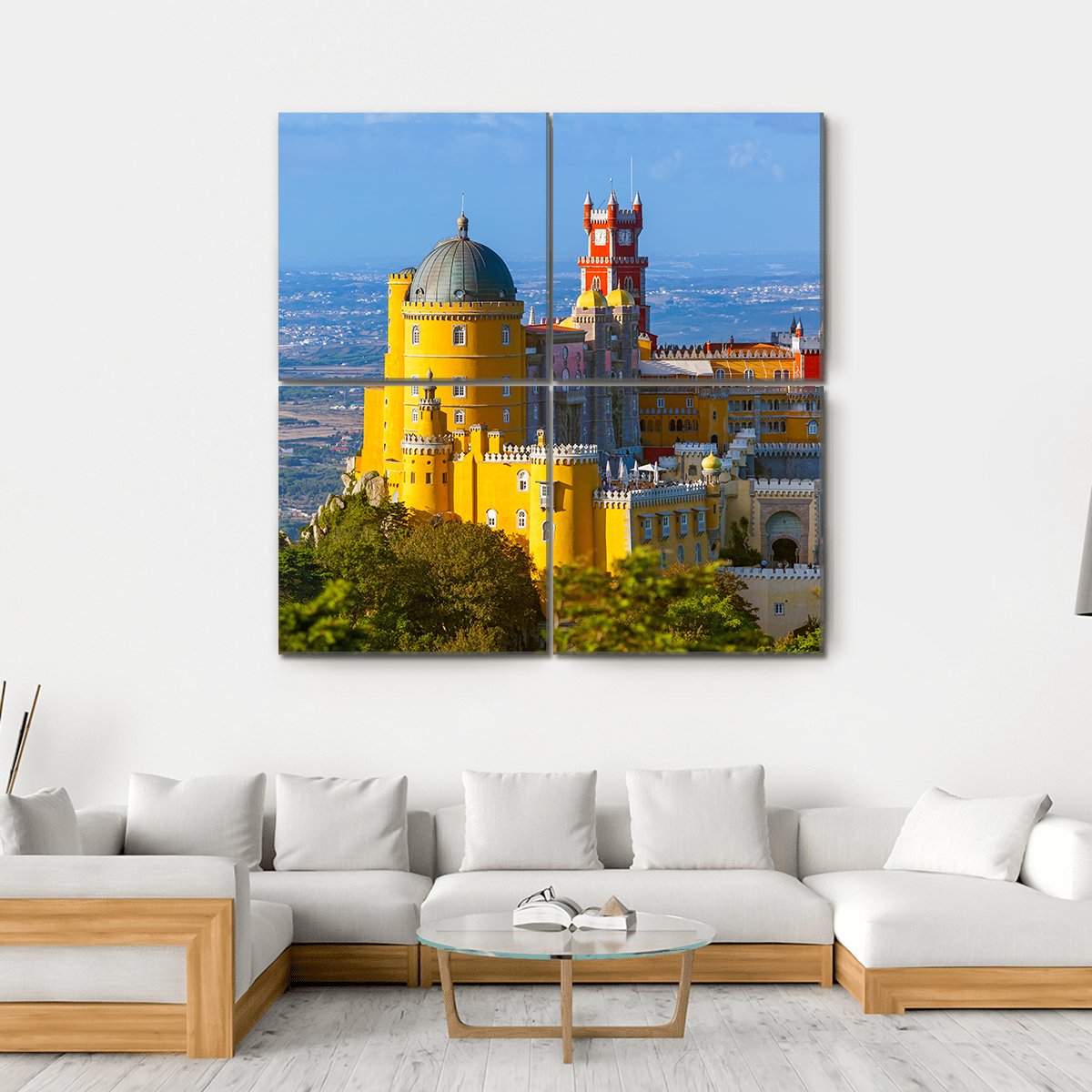 Pena Palace In Sintra Portugal Canvas Wall Art-4 Square-Gallery Wrap-17" x 17"-Tiaracle