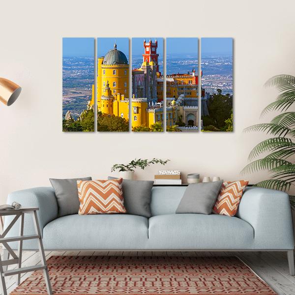 Pena Palace In Sintra Portugal Canvas Wall Art-5 Horizontal-Gallery Wrap-22" x 12"-Tiaracle