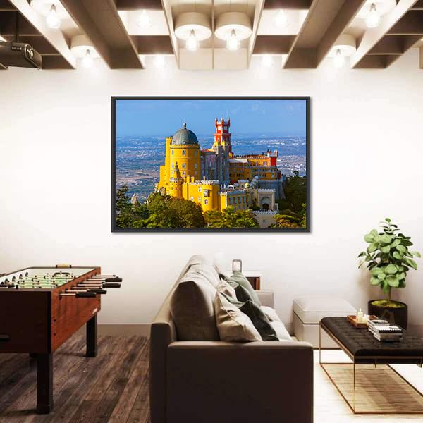 Pena Palace In Sintra Portugal Canvas Wall Art-3 Horizontal-Gallery Wrap-25" x 16"-Tiaracle