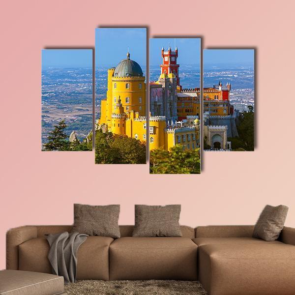 Pena Palace In Sintra Portugal Canvas Wall Art-4 Pop-Gallery Wrap-50&quot; x 32&quot;-Tiaracle