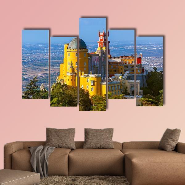 Pena Palace In Sintra Portugal Canvas Wall Art-5 Pop-Gallery Wrap-47" x 32"-Tiaracle