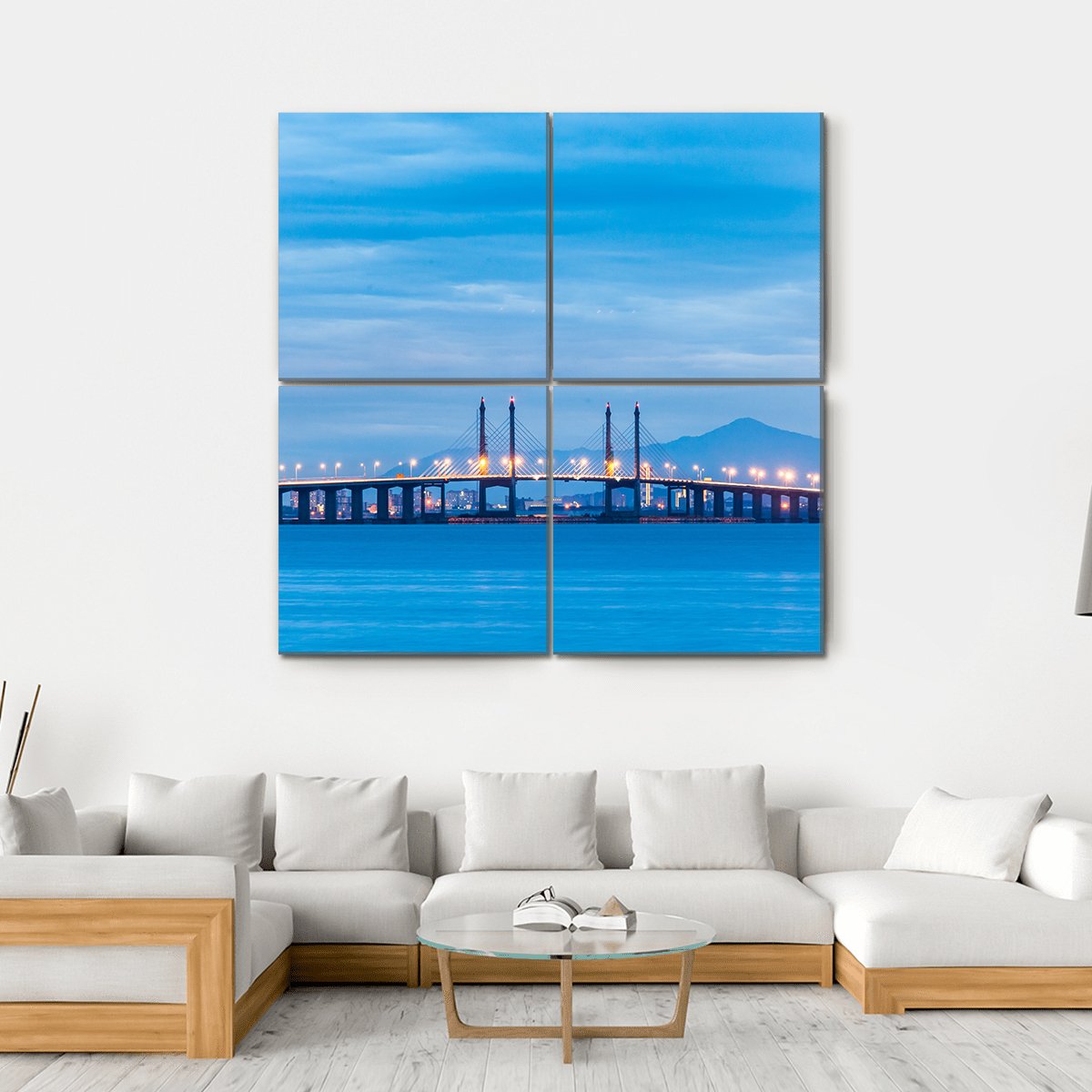 Penang Bridge View Canvas Wall Art-4 Square-Gallery Wrap-17" x 17"-Tiaracle