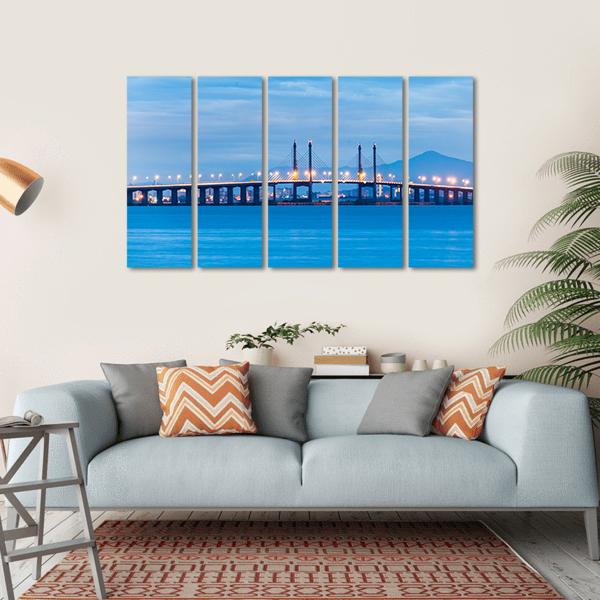 Penang Bridge View Canvas Wall Art-5 Horizontal-Gallery Wrap-22" x 12"-Tiaracle