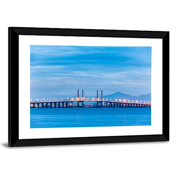Penang Bridge View Canvas Wall Art-3 Horizontal-Gallery Wrap-25" x 16"-Tiaracle