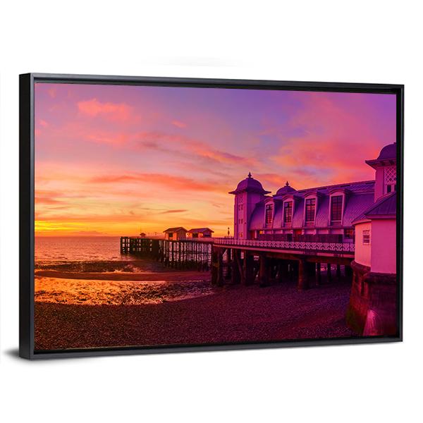 Penarth Pier Before Sunrise Canvas Wall Art-3 Horizontal-Gallery Wrap-25" x 16"-Tiaracle