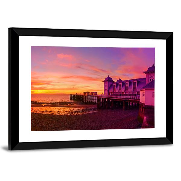 Penarth Pier Before Sunrise Canvas Wall Art-3 Horizontal-Gallery Wrap-25" x 16"-Tiaracle