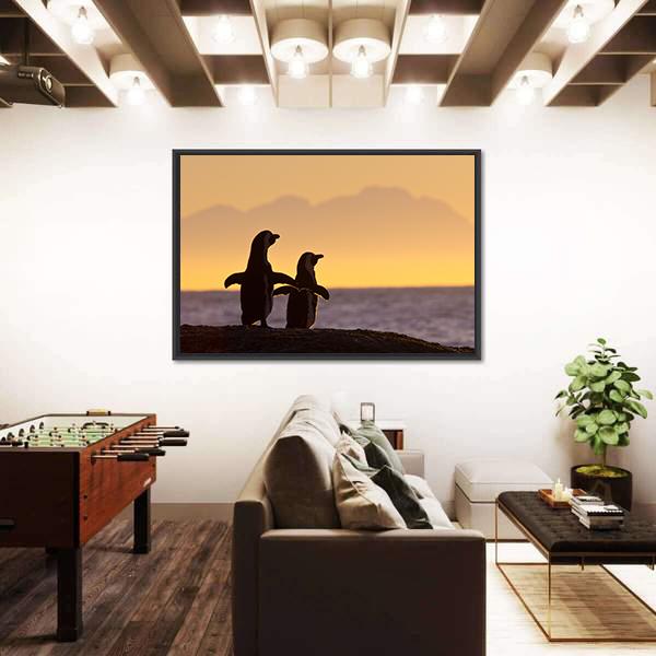 Penguins Near Cape Town Canvas Wall Art-3 Horizontal-Gallery Wrap-25" x 16"-Tiaracle