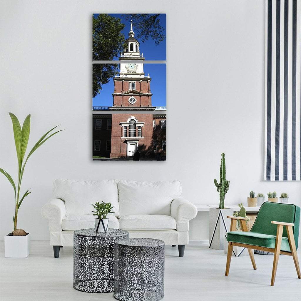 Pennsylvania Independence Hall Landmark Vertical Canvas Wall Art-3 Vertical-Gallery Wrap-12" x 25"-Tiaracle