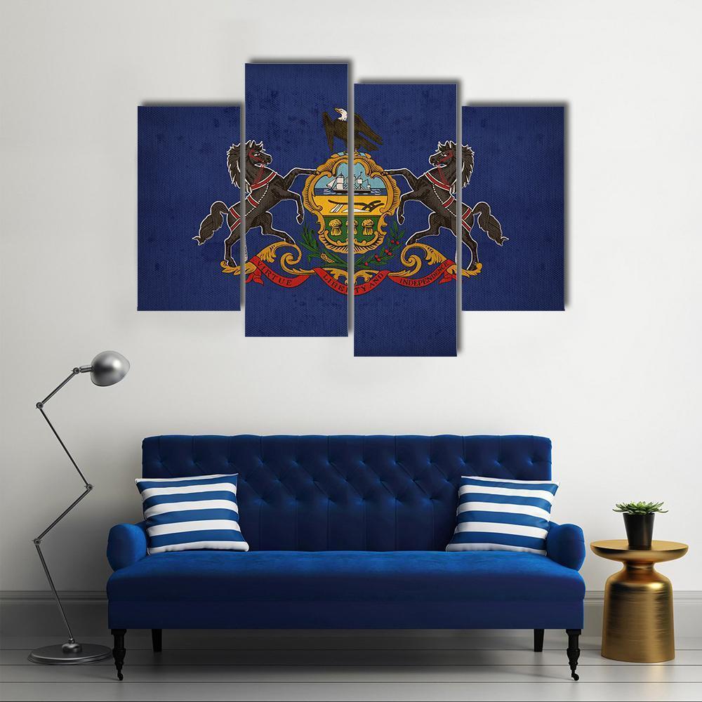 Pennsylvania State Flag Canvas Wall Art-4 Pop-Gallery Wrap-50" x 32"-Tiaracle