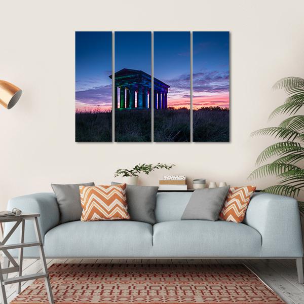 Penshaw Monument At Dusk Canvas Wall Art-4 Horizontal-Gallery Wrap-34" x 24"-Tiaracle