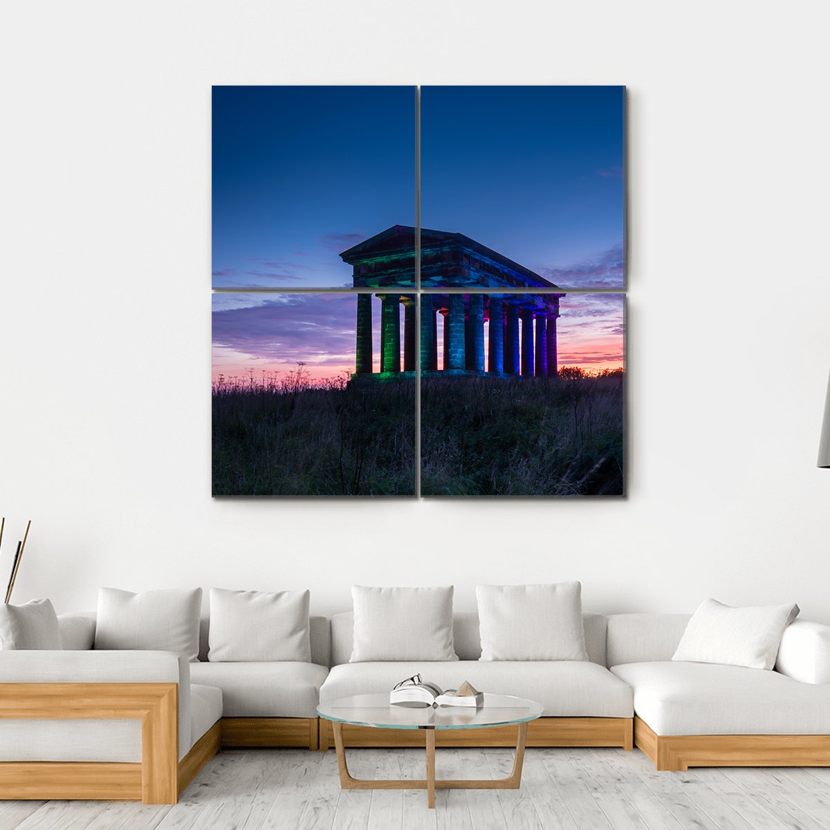 Penshaw Monument At Dusk Canvas Wall Art-4 Square-Gallery Wrap-17" x 17"-Tiaracle